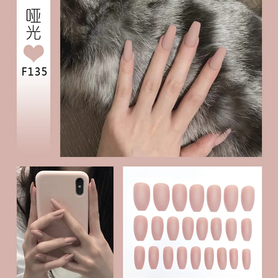 Nail Art Fake Nails Stiletto Tips Clear Press on Long False with Glue Coffin Stick Display Full Cover Artificial Designs Matte