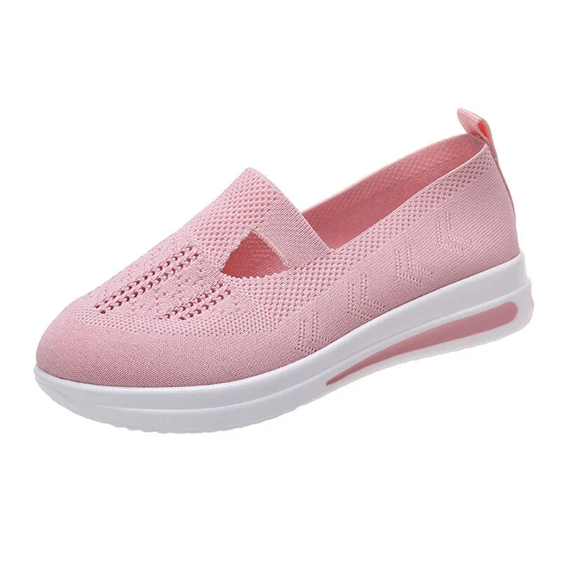 Women's Summer Mesh Breathable Flats Shoes Light Comfy Casual Shoes Woman Plus Size 43 Slip On Loafers Zapatillas Mujer