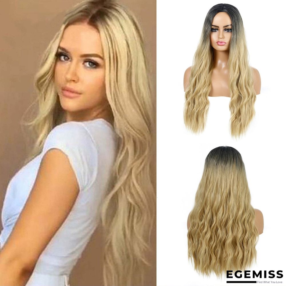 Wavy Curly Hair Ladies Wig Headgear Gradient Long Curly Hair | EGEMISS