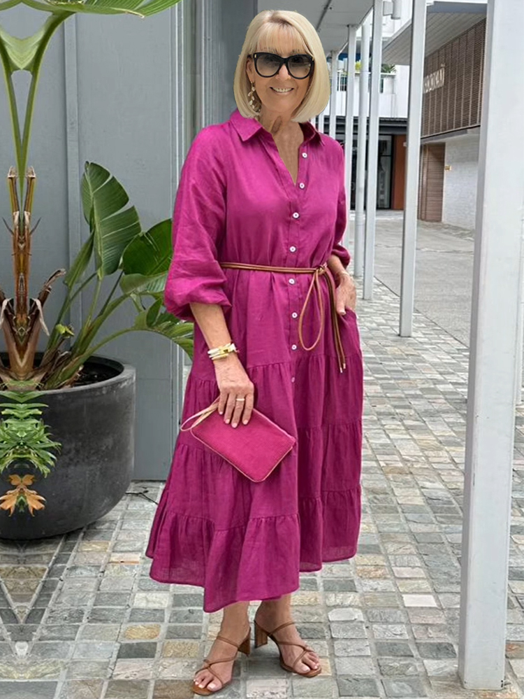 Side Pockets Shirt Maxi Tunic Tunic Dress