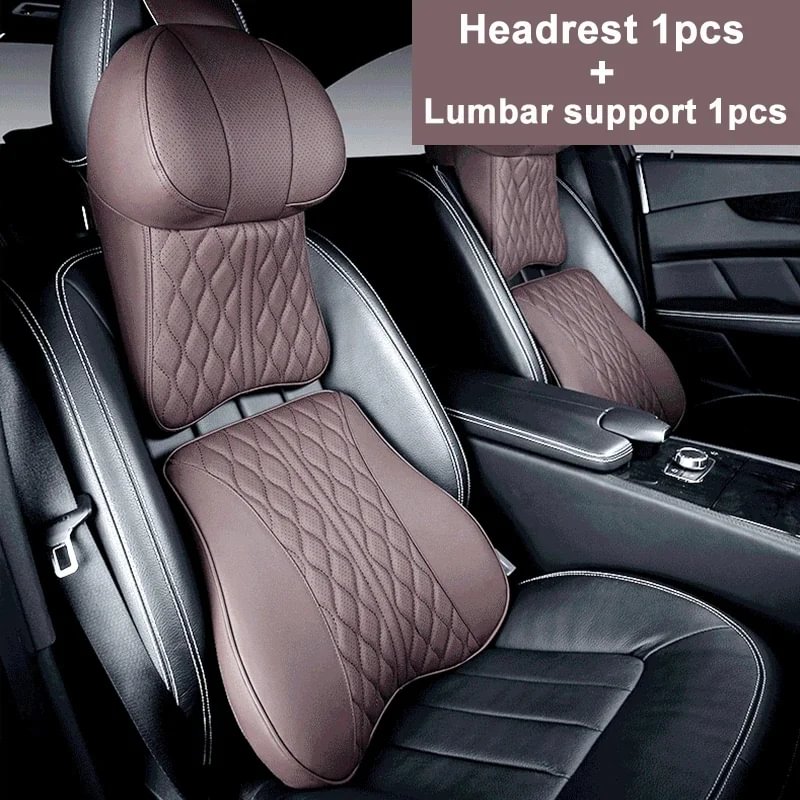 🔥Hot sale exclusive logo🔥Car leather headrest neck pillow car cushion