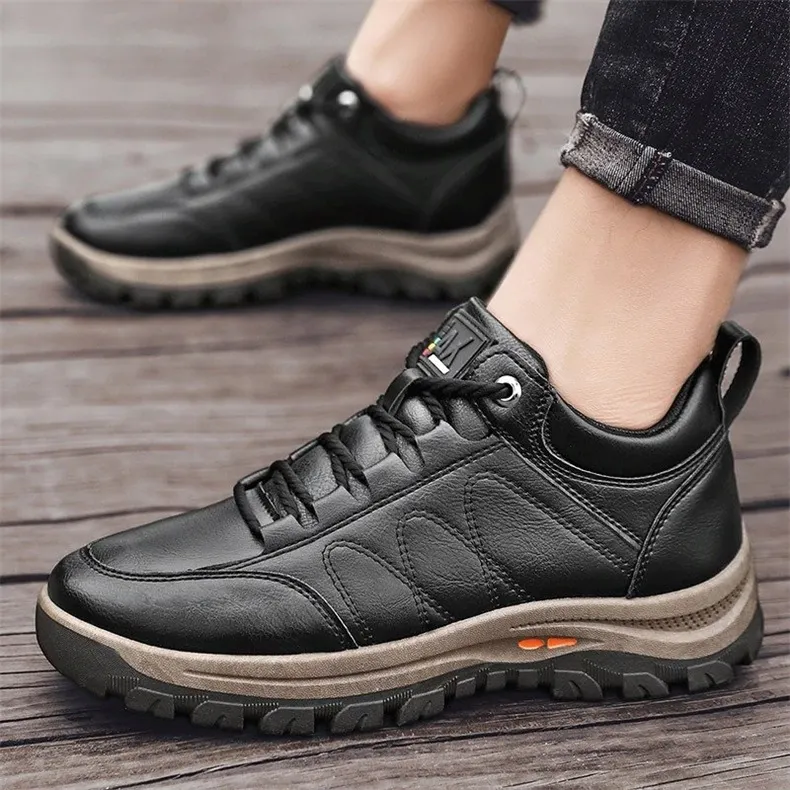  Men's Casual Hand Stitching Leather Arch Support Shoes