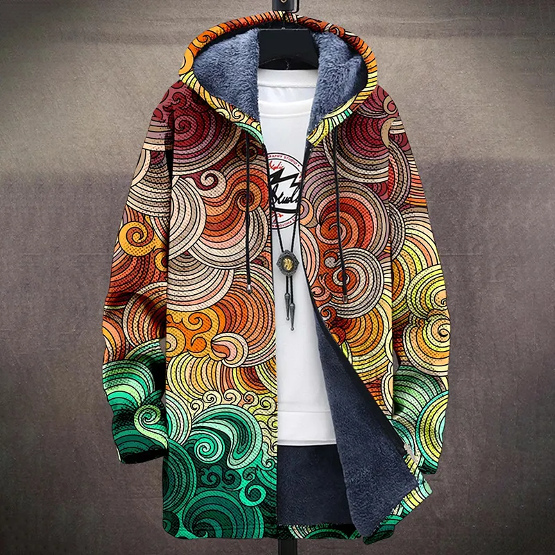 Retro Mandala Art Plush Long Sleeve Sweater Jacket Cardigan