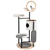 [US Local Warehouse] 66-Inch Cat Tree with Scratching Post Cat Tower Multi-Level Cats Furniture with Dangling Ball Platform Hammock for Indoor Cats Large Adult