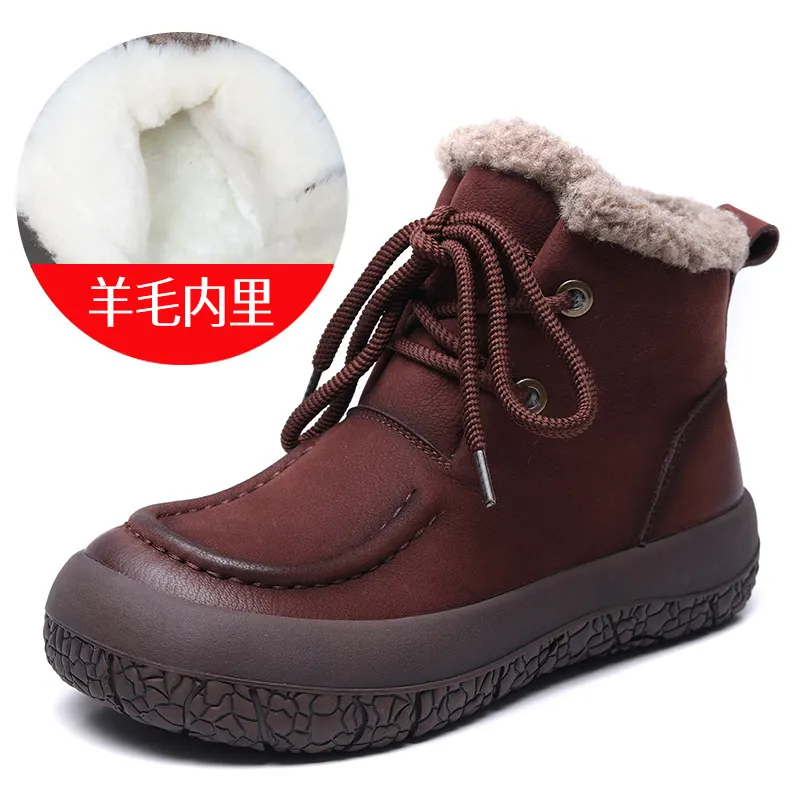Yyvonne Layer Of Cowfleece Martin Boots Women Winter New Thick-Bottom Leisure Short Boots Warm Plus Cotton Boots