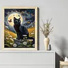 Black Cat Under The Moonlight - 11CT Stamped Cross Stitch - 40*50cm