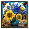 >SALE<Full Embroidery cotton 14CT Print Stain Glass Sunflower Cross Stitch 40x40cm