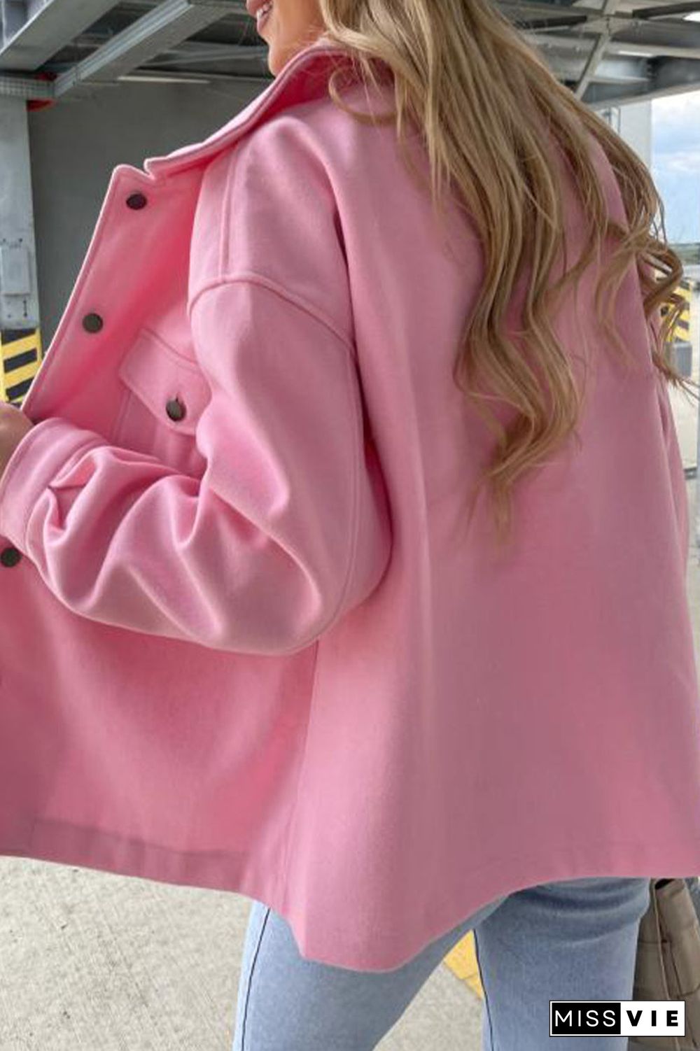 Casual Solid Solid Color Turndown Collar Outerwear
