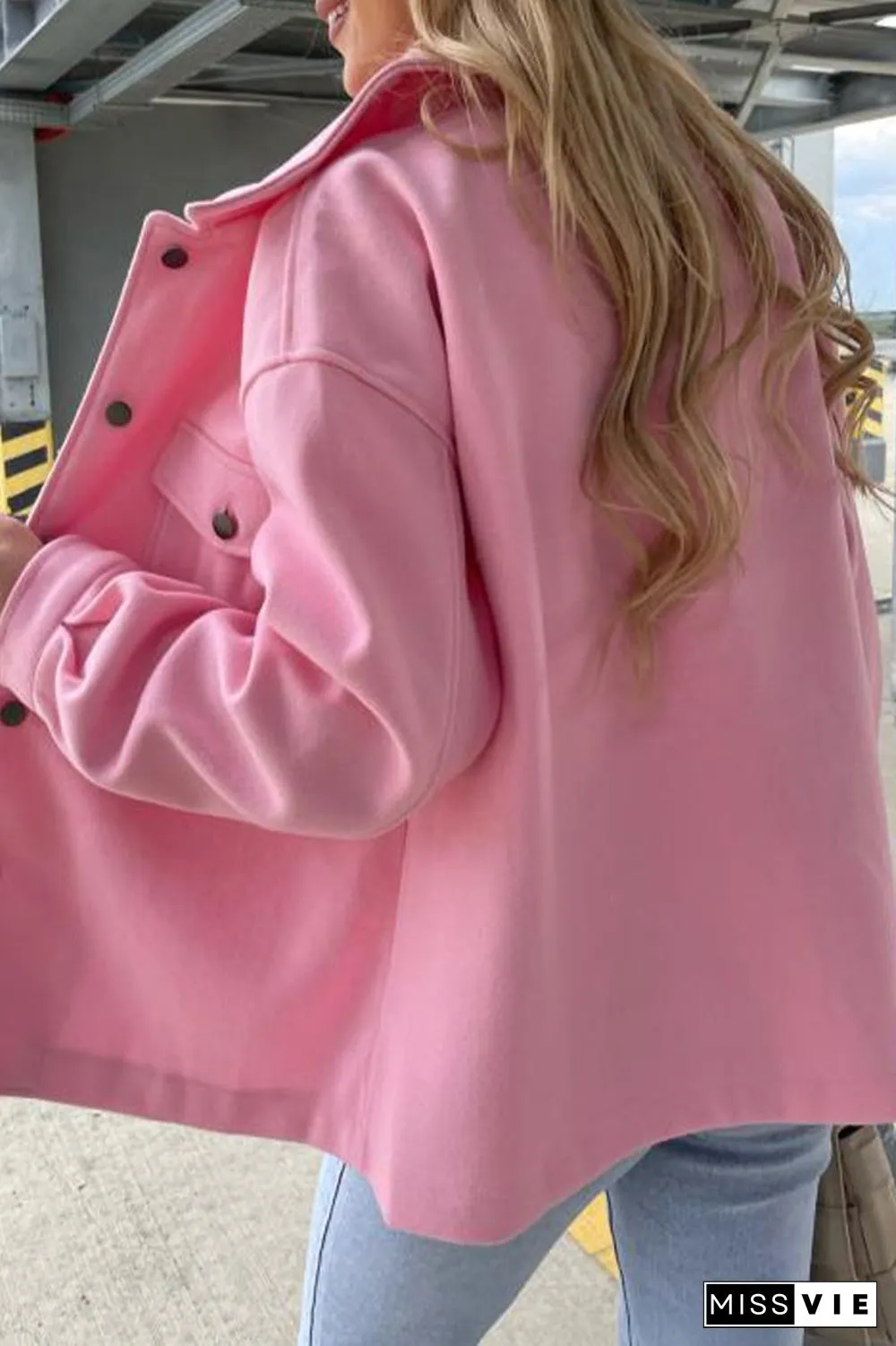 Casual Solid Solid Color Turndown Collar Outerwear