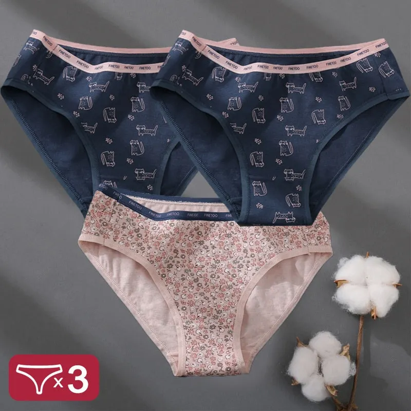 Floral Printing Panties Women Underwear Cotton Panties Set Finetoo Design Female Underpants Lingerie Sexy Pantys Briefs Intimate