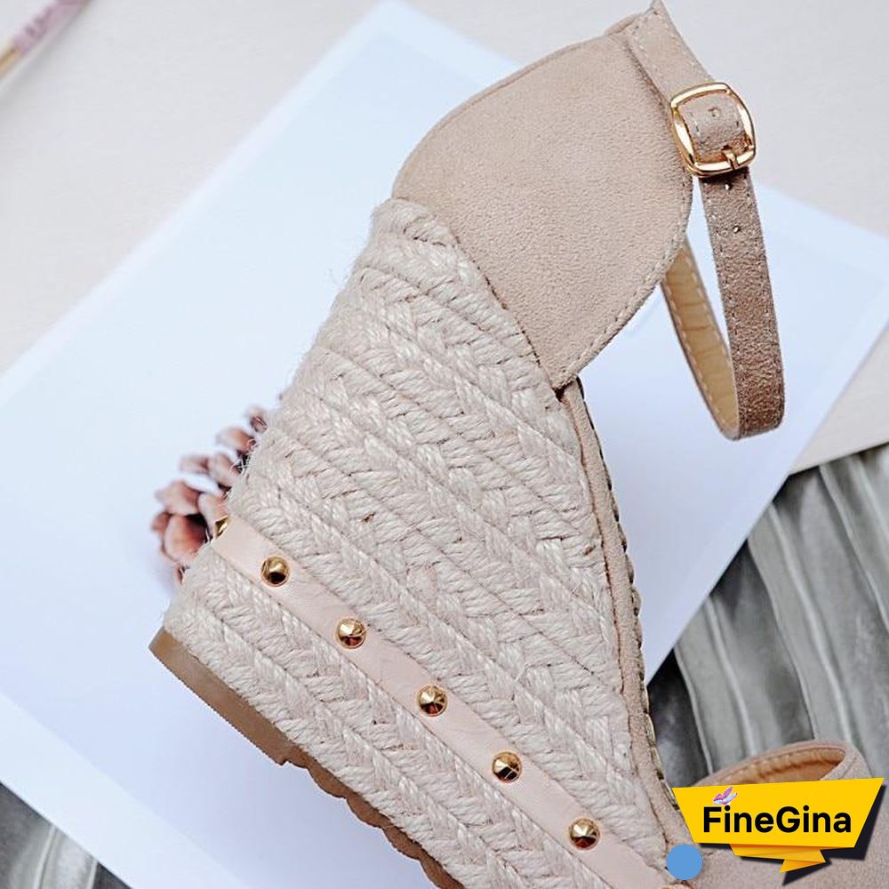 Women Platform Sandals High Heels Ankle Strap Sandals Rivet Casual Shoes