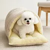 Warm Enclosed Cat Bed Cozy Plush Cats Tent Calming Pet Nest Cave for Cats Dogs