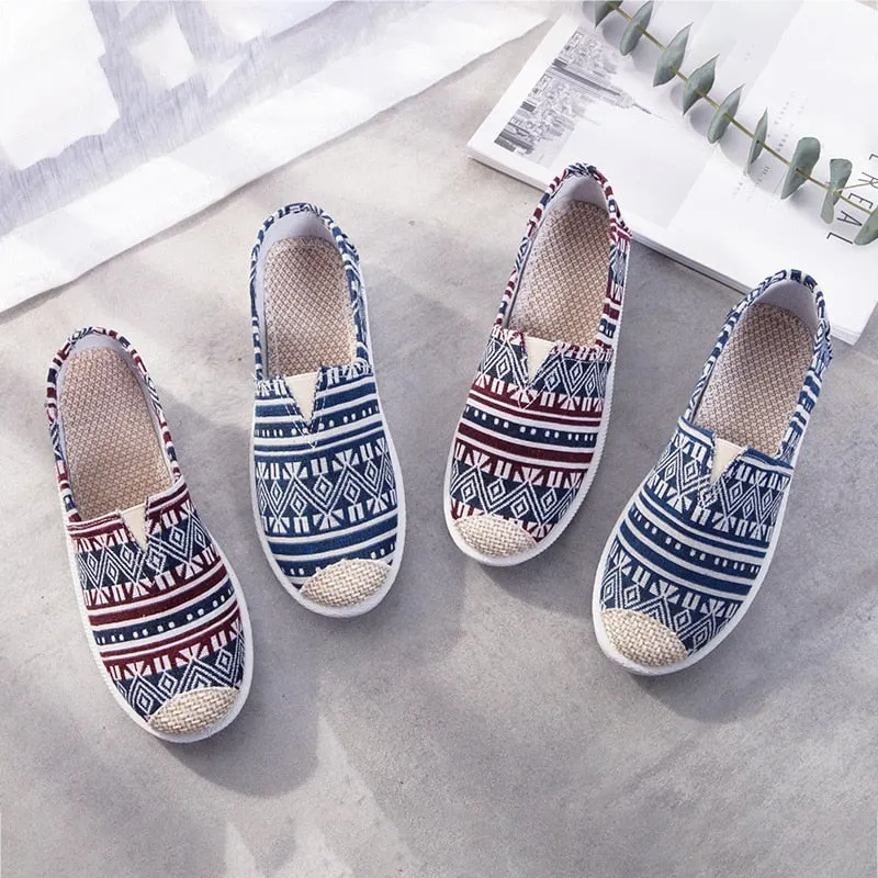 New Print Women Sneakers Slip On Light Mesh Summer Shoes Summer Breathable Flat Shoes Women's Single Shoes Flat Lazy Fisherman
