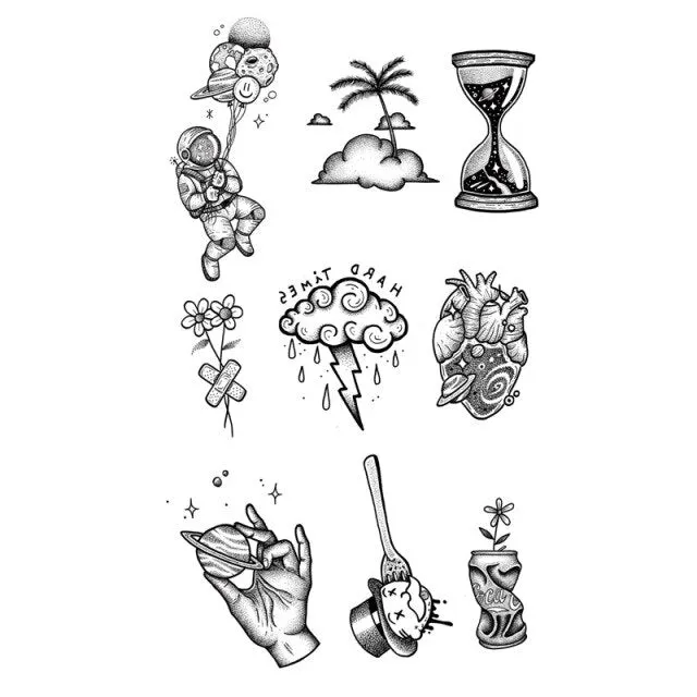 Waterproof Temporary Tattoo Stickers Butterfly Tiger Feather  Design Tattoo Children Black Body Art Fake Tattoos for Men Women