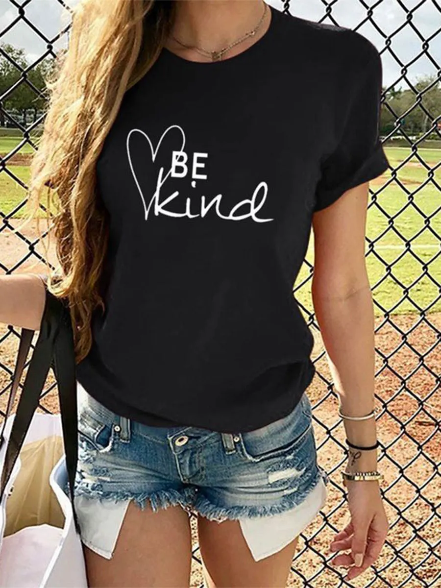 Round Neck Short Sleeves Printed T-shirt