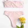 ZAFUL 2019 New Bikinis Women Donut Print Bandeau  Bandeau Collar High Cut Swimsuit Swimwear Bathing Suit Bikini set Biquini
