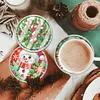 [Upgrade]6pcs Set Xmas Theme DIY Diamond Painting Coasters Kit with Holder for Craft Gift