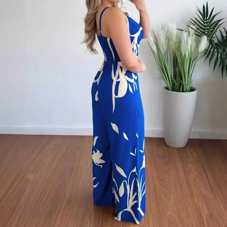 Churchf Women's Style Summer Print Slip Trousers Jumpsuit