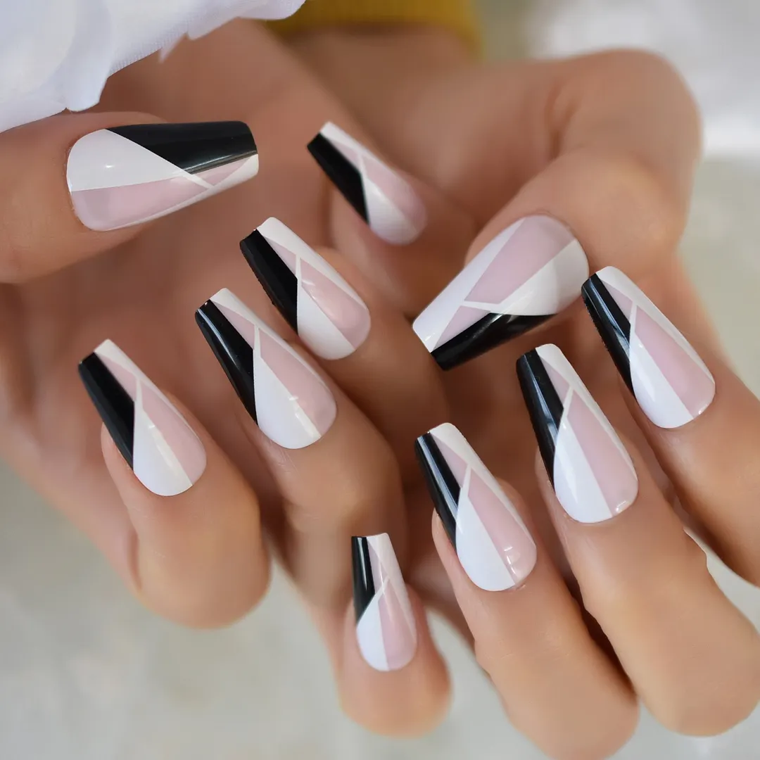 Glitter Nails Tips With Design Charms Leopard Wild Supplies For Professionals Press On Nails Coffin Extra Long EchiQ Nails Set-Nail Inspo