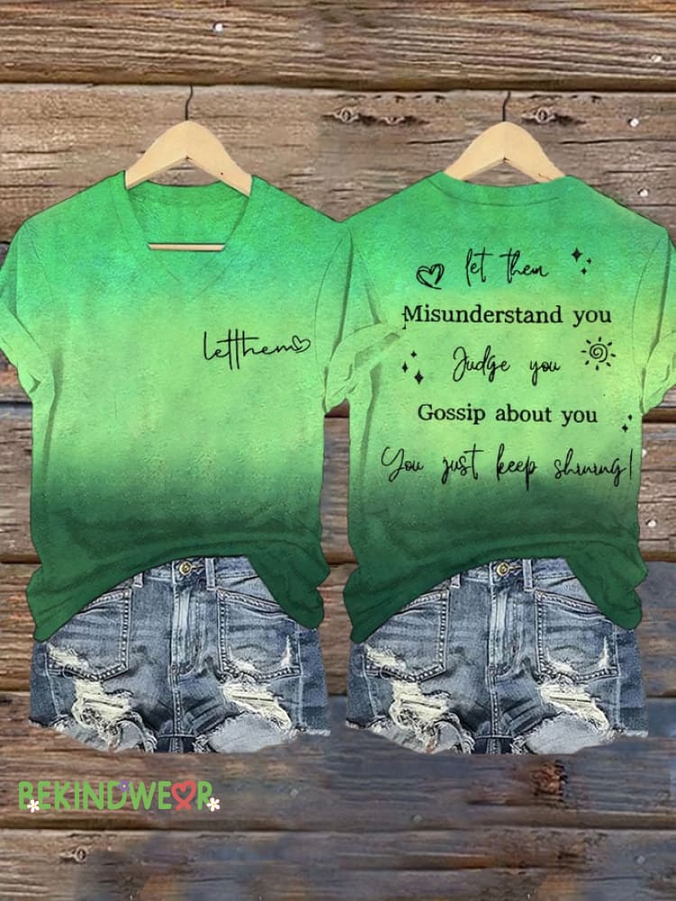 Womens Mental Health Awareness Let Them Printed Casual T-Shirt Green / S