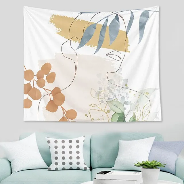 Abstract  nordic Geometric Tapestry Tropic Modern Art Brown Wall Hanging ins Tapestry Decorative Tapestry For Home Decoration