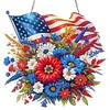 National Flag and Flowers DIY Acrylic Diamond Painting Hanging Kit Special Shape Crystal Rhinestone Art Pendants Single Side Drill for Adults Gift Home Wall Or Window Decor