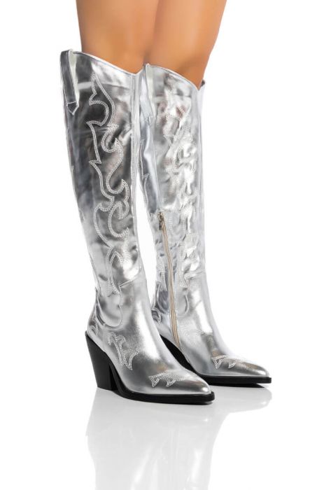 Cowboy Women Western Boots Pointed Toe Embroidery Women Shoes  Rose Red Knee High Cowgirl Boots