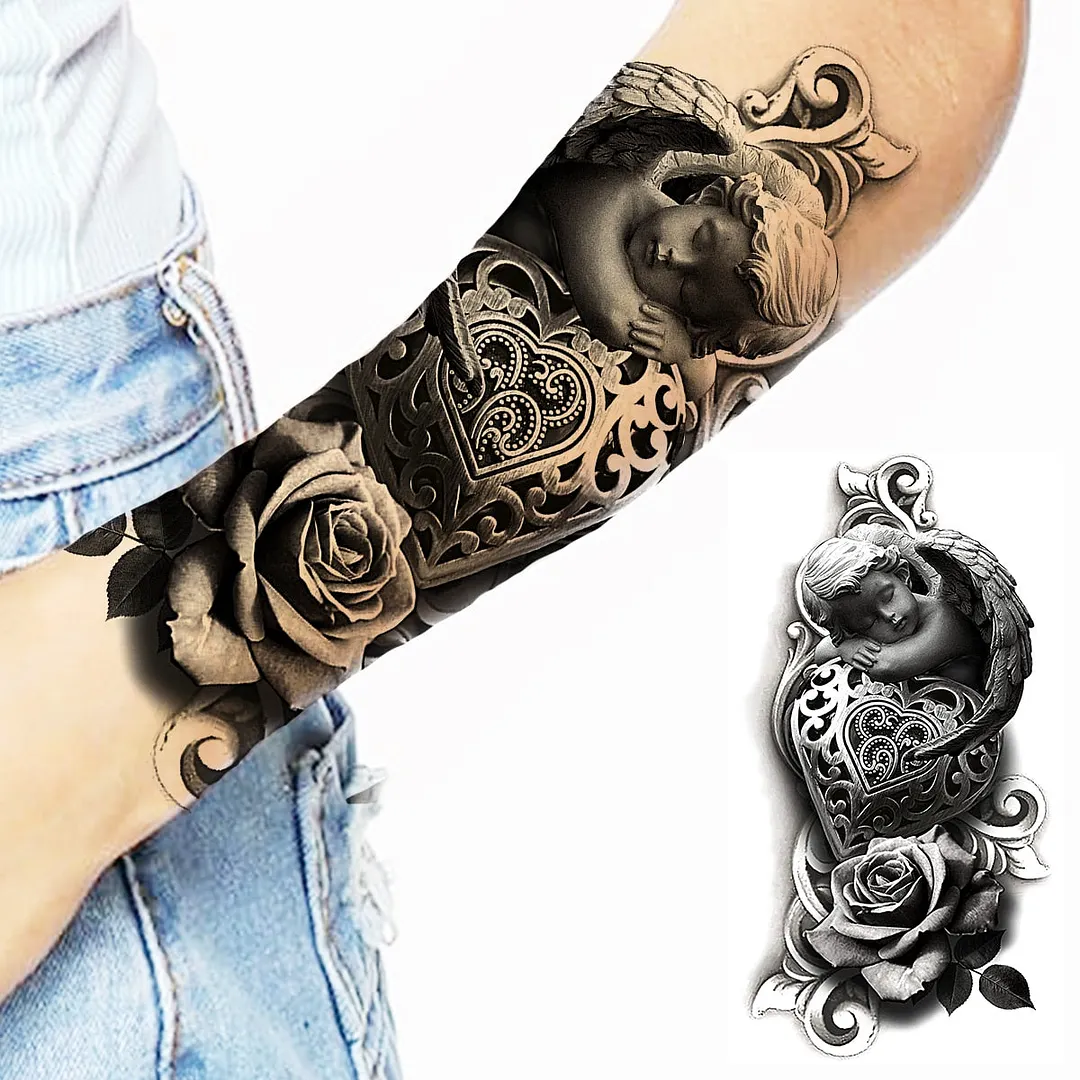 Halloween Clown Joker Scary Temporary Tattoos For Men Women Realistic Scary Lion Waterproof Tattoo Forearm Tatoos Vampire