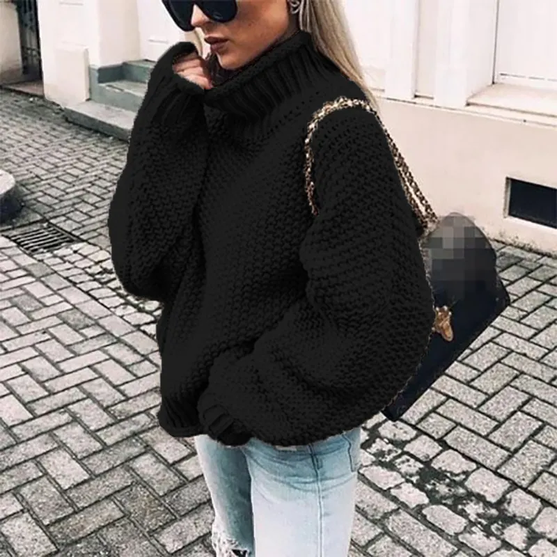 Uveng Uveng Women's WISH Turtleneck Long Sleeve Jumper Loose Casual Knit Sweater Women