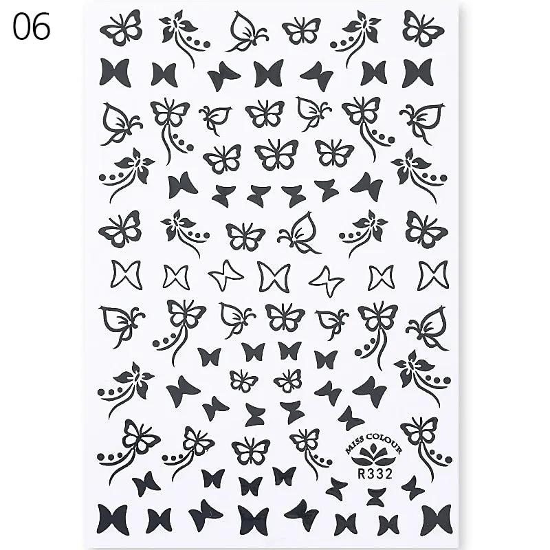 2021 Hot 3D Nail Art Stickers Butterfly Pattern Transfer Sticker Decals Self Adhensive Slider Decoration Nail DIY Design
