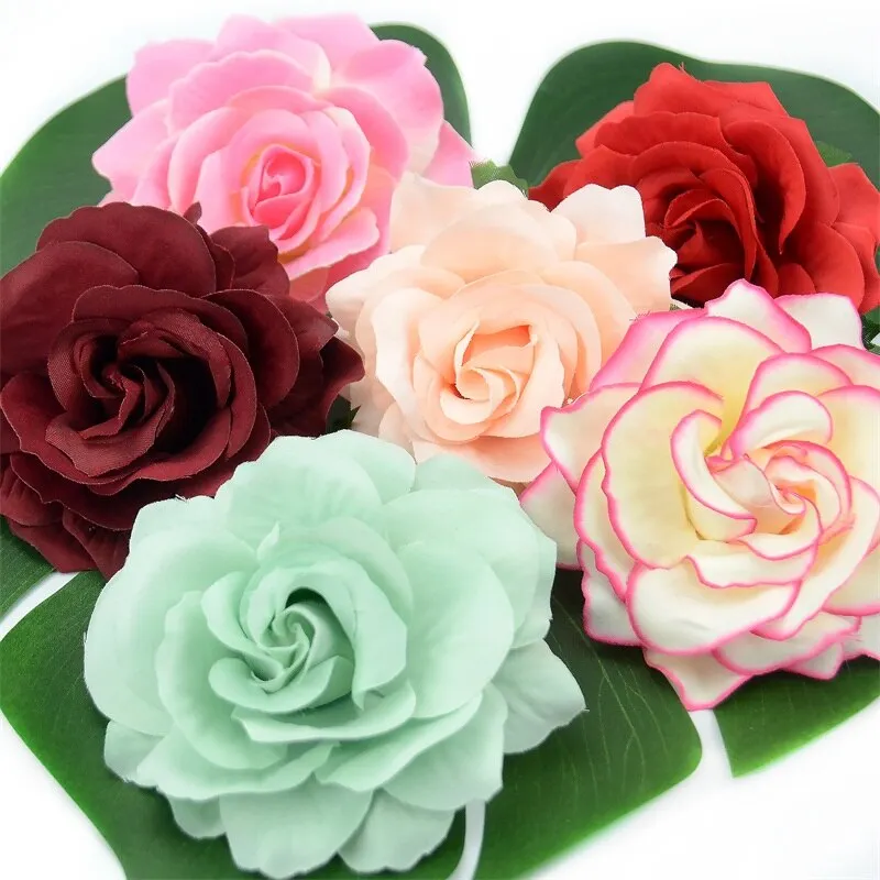 30pcs 10cm Large Silk Rose Artificial Flower Heads For Home Wedding Party Decoration DIY Garland Fake Flower Wall Accessories