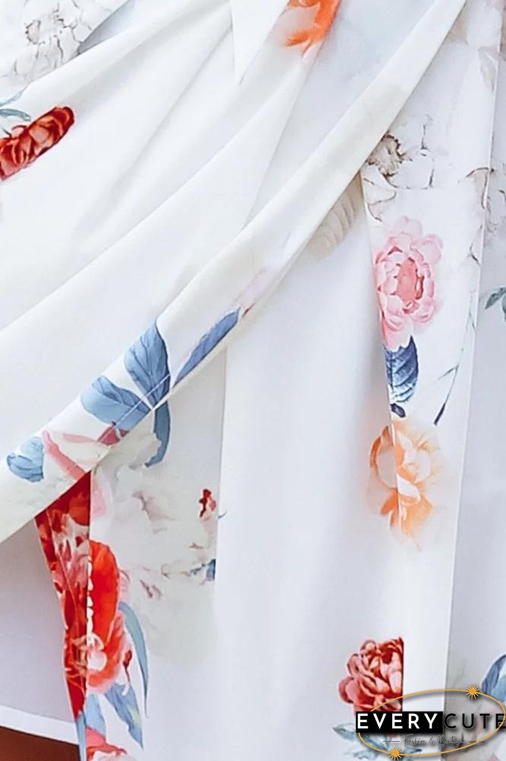 Pink Sleeveless Flowers Printed Irregular Hem Dress
