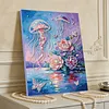Flower Jellyfish DIY Pearl Painting Kit with Frame 30x40cm Pearl Gem Paintings Picture Arts Craft for Adults Beginners Gift Home Wall Decor