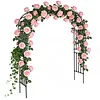 [US Local Warehouse] 7.87ft Garden Arch Trellis for Climbing Plants Metal Arch Frame Pumpkin Archway Outdoor Garden Arbors and Arches for Halloween Christmas Birthday Party Baby Shower Decoration (300x240x50cm)