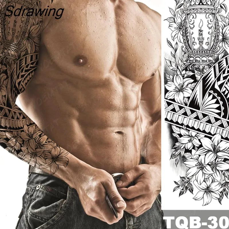 Sdrawing Arm Tattoos Phoenix Bird Crane Koi Wing Feather Waterproof Temporary Tattoo Sticker Women Men Body Art Flower Fake Tatto