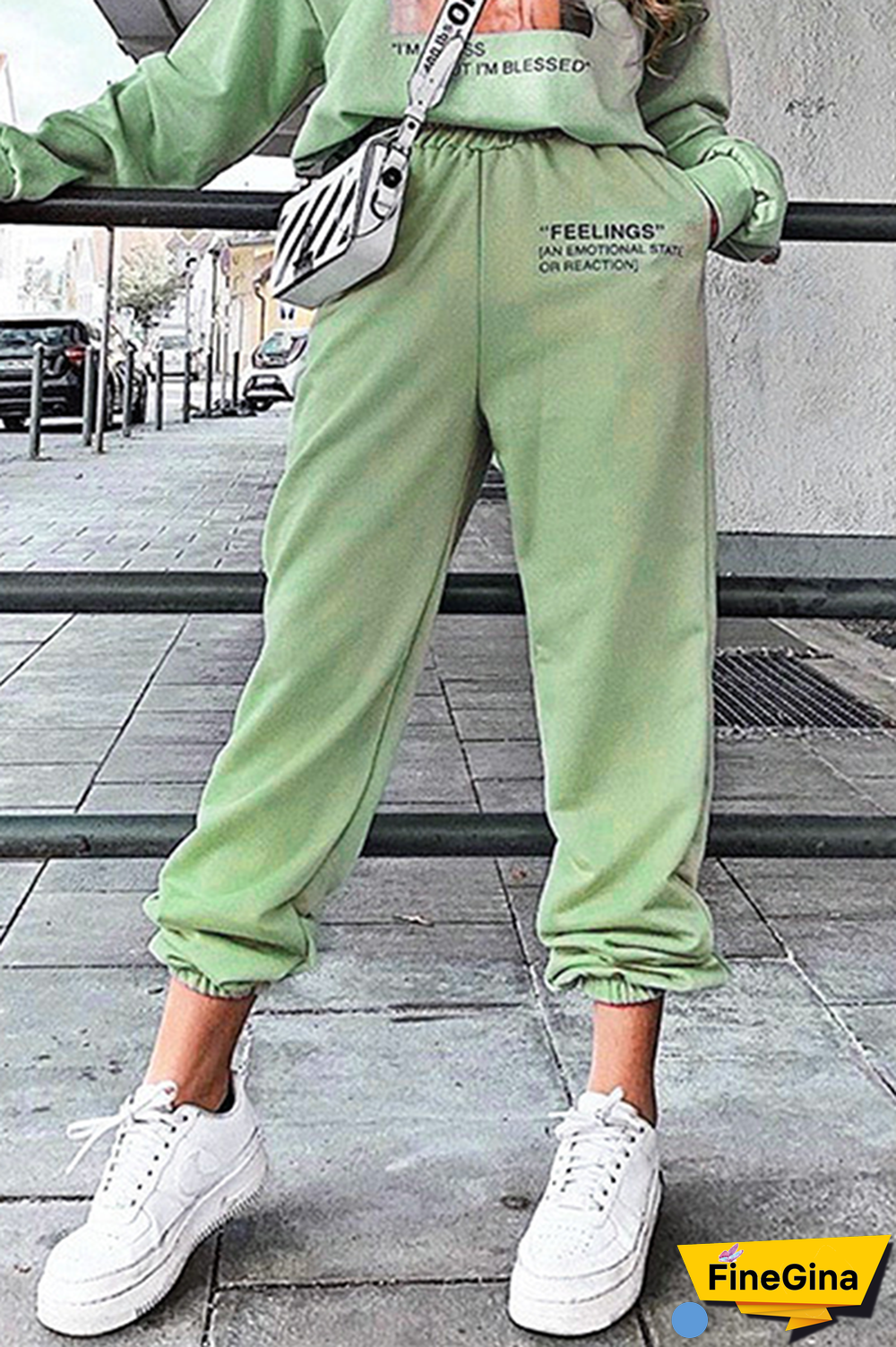 Casual Street Letter Split Joint Pocket Loose Positioning Print Bottoms