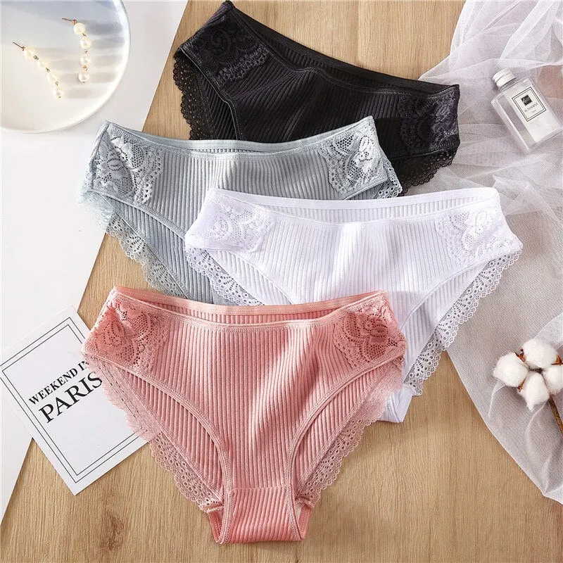 FINETOO Cotton Panty 3Pcs/lot Solid Women's Panties Comfort Underwear Skin-friendly Briefs Women Sexy Low-Rise Panty Intimates