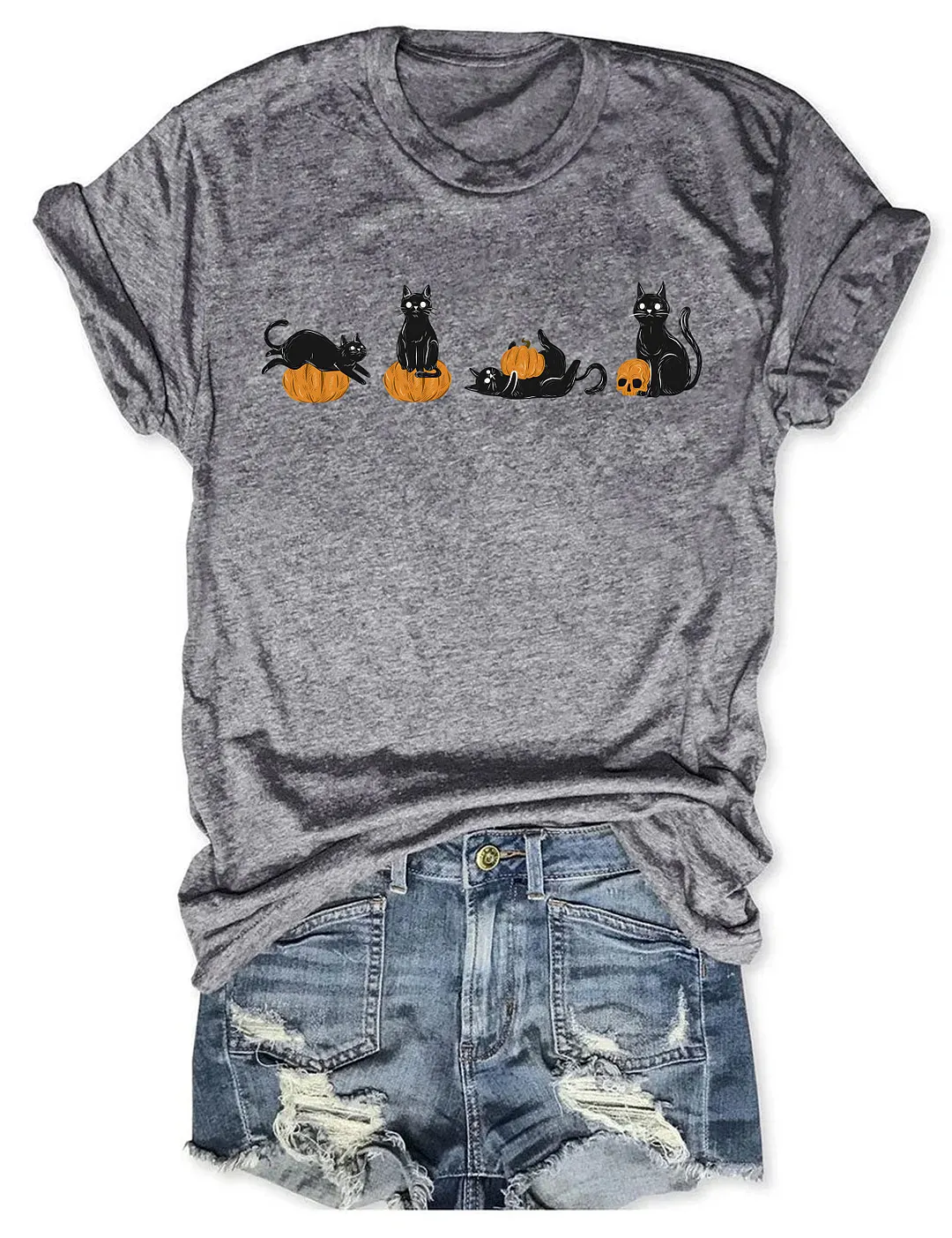 Pumpkin and Black Cats T-shirt