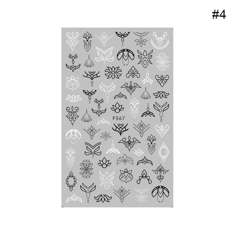 1 Sheet Leaves Geometry 3D Nail Art Stickers Sliders Mandala Flowers Leaf Adhesive Nail Decals Foil Decoration Manicuring Wrap