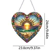 (US Local)(Upgrade Size)DIY Double Sided Effect Diamond Painting Hanging Pendant Kit (Heart Sunrise)