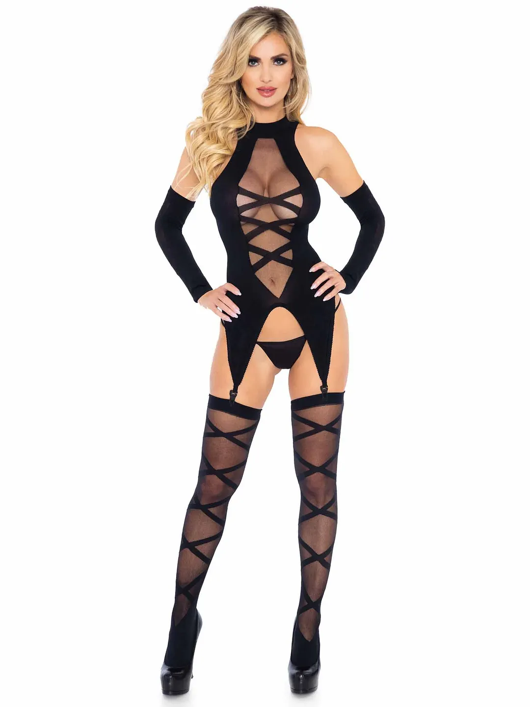 Wrap Me Up Cami Top & Stockings Set