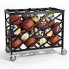 [US Local Warehouse] Ball Cart with Wheels Rolling Basketball Rack with Lockable Lid Balls Storage Locker for Volleyball Gym Recess Soccer Playground