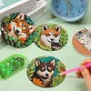 6Pcs/set Diamond Painting Wooden Puppy Coaster Cup Cushion With Holder