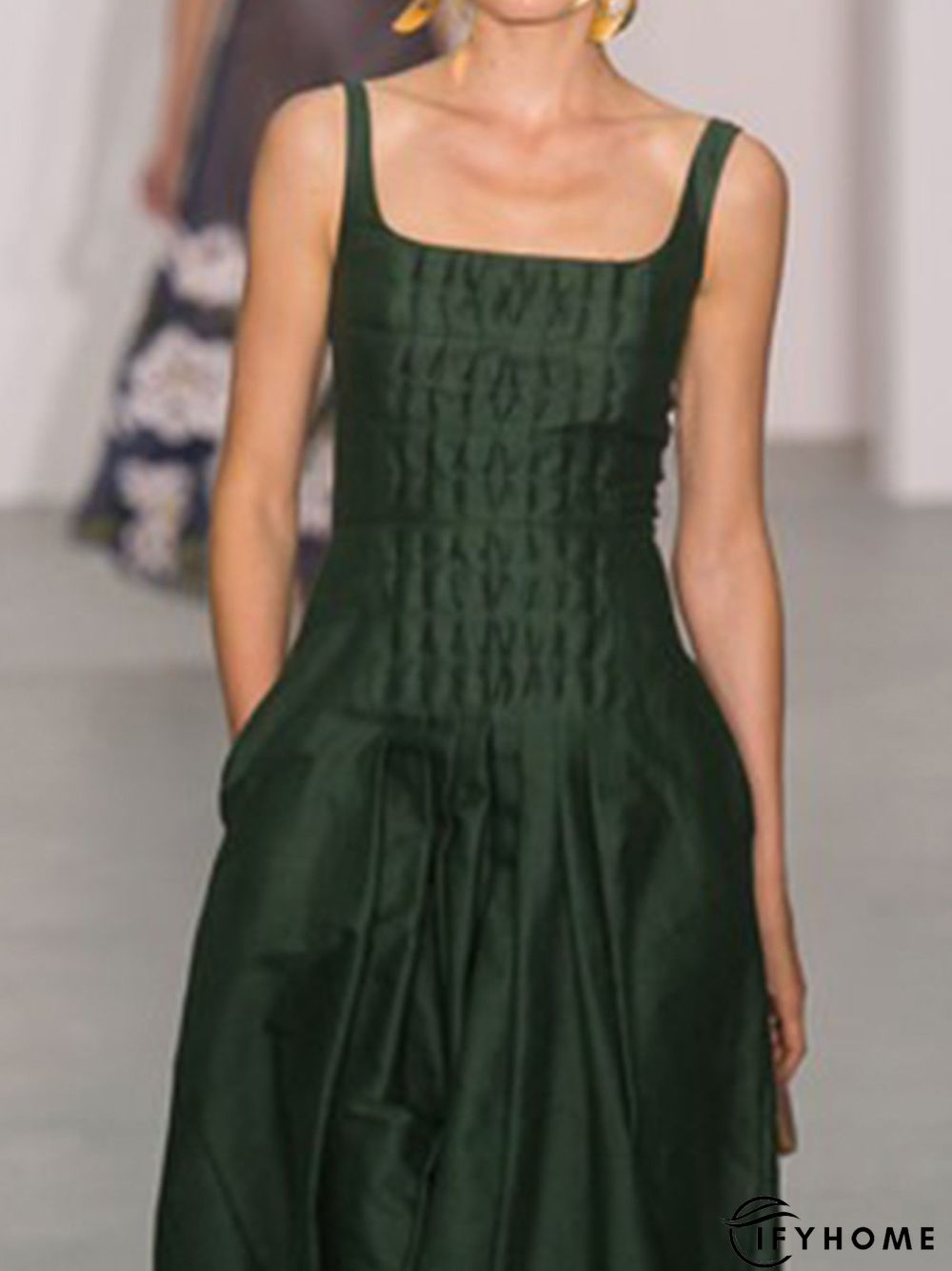Vintage Elegant Plain Sleeveless Casual Weaving Dress | IFYHOME