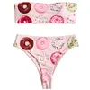 ZAFUL 2019 New Bikinis Women Donut Print Bandeau  Bandeau Collar High Cut Swimsuit Swimwear Bathing Suit Bikini set Biquini