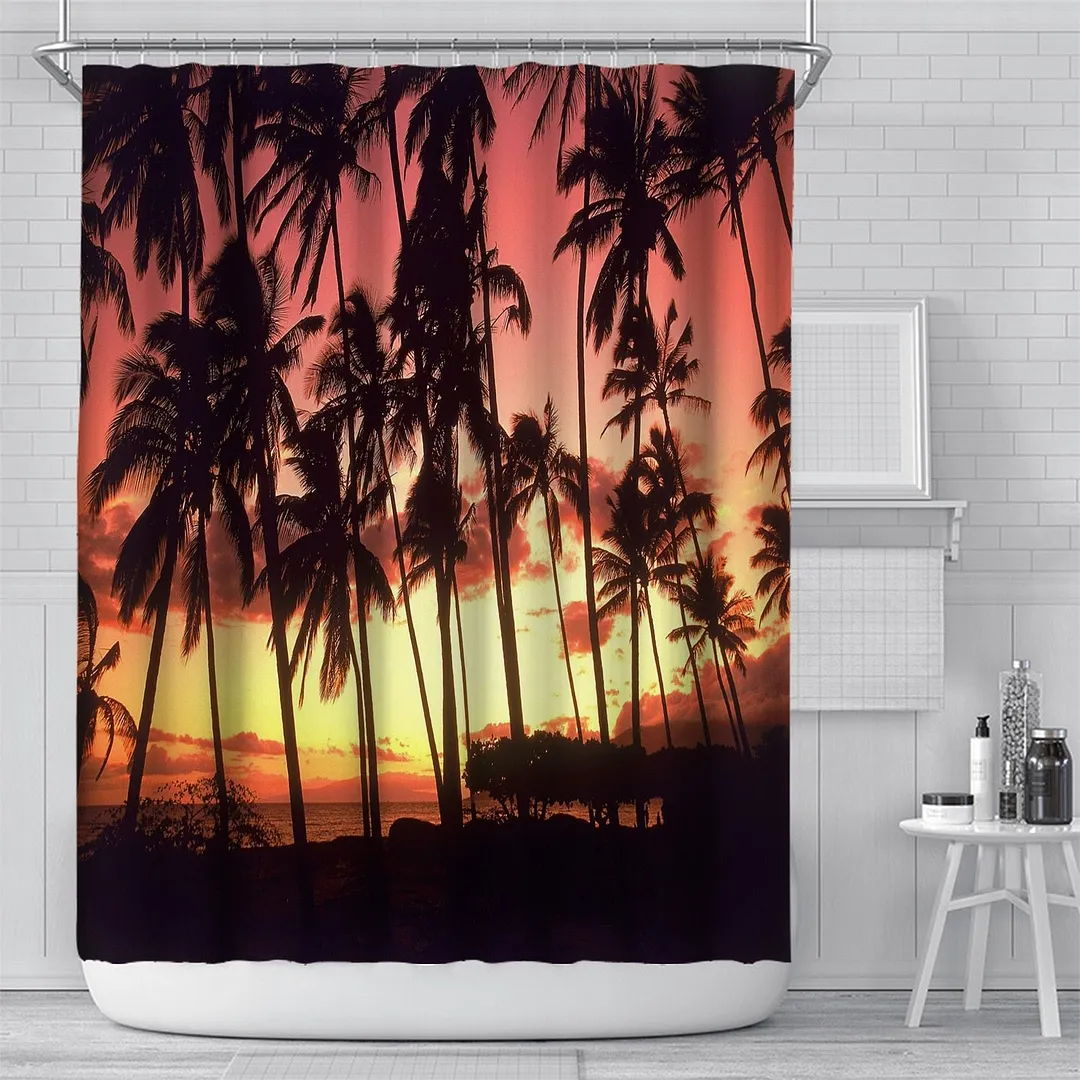 3D Seascape Beach Printed Fabric Shower Curtains Bathroom Curtain Bath Screen Waterproof Products Home Decor with Hooks