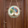 (Upgrade Size)DIY Diamond Painting Art  Double Sided Effect Pendant Colorful Stained Glass Hanging Ornament Kit(Tree)