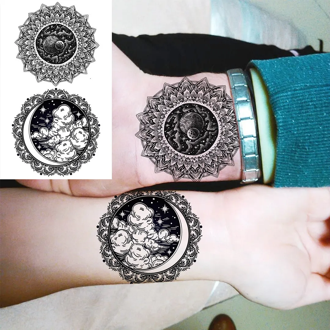 Realistic Butterfly Wrist Temporary Tattoos For Women Girl Moon Sun Whale Rose Flower Fake Tattoo Sticker Fashion Washable Tatoo