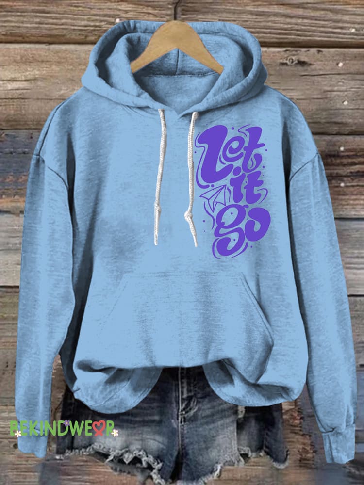 Let It Go Printed Casual Hoodie LightBlue / S