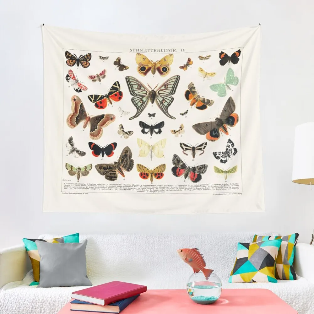 Butterfly Tapestry Wall Hanging - Vintage Beige Tapestry Wall Blanket Black Butterfly Room Decor for Bedroom Living Room Dorm
